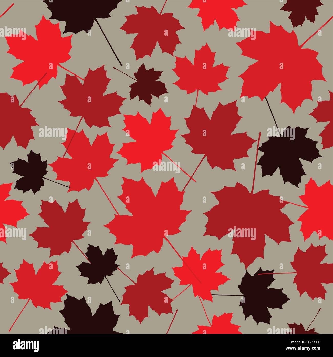 Seamless pattern from maple leaves. Red maple leaves on a white background. Stock Vector