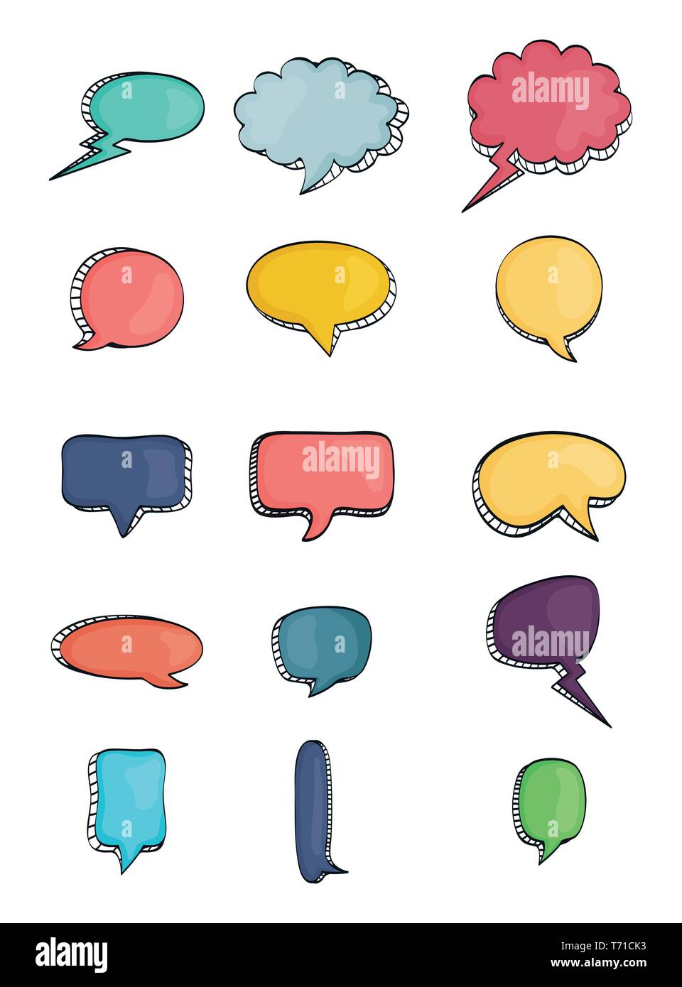 set of speech bubbles drawn vector illustration design Stock Vector ...