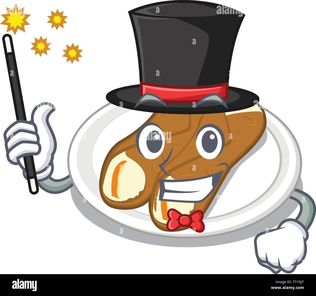 Magician cannoli in the a cartoon shape Stock Vector