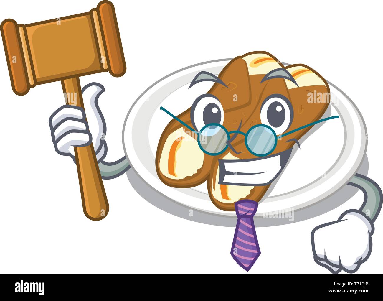 Judge cannoli in the a cartoon shape Stock Vector