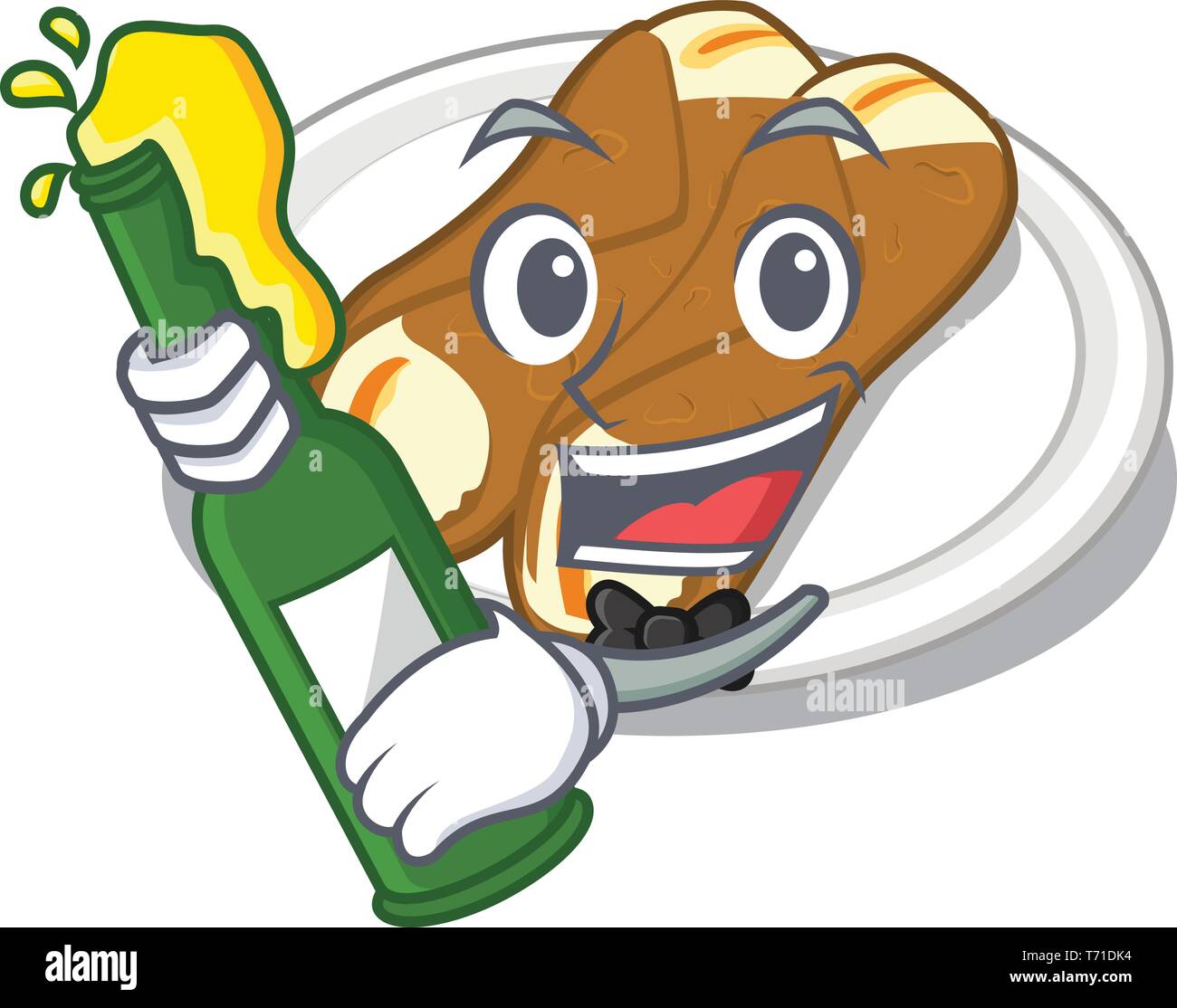 With beer cannoli in the a cartoon shape Stock Vector