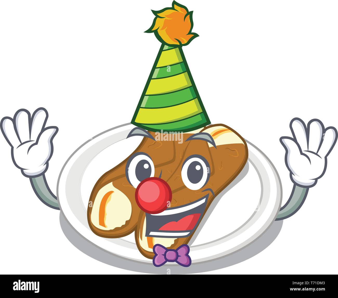 Clown cannoli in the a cartoon shape Stock Vector