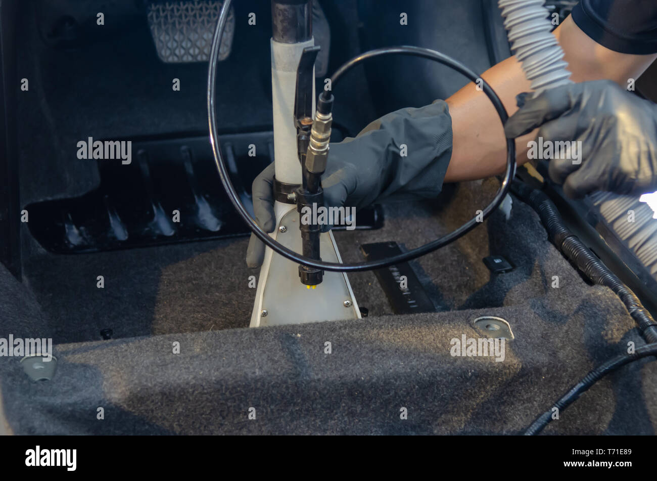 Wash the car carpet.Detailing on interior of modern car Stock Photo Alamy