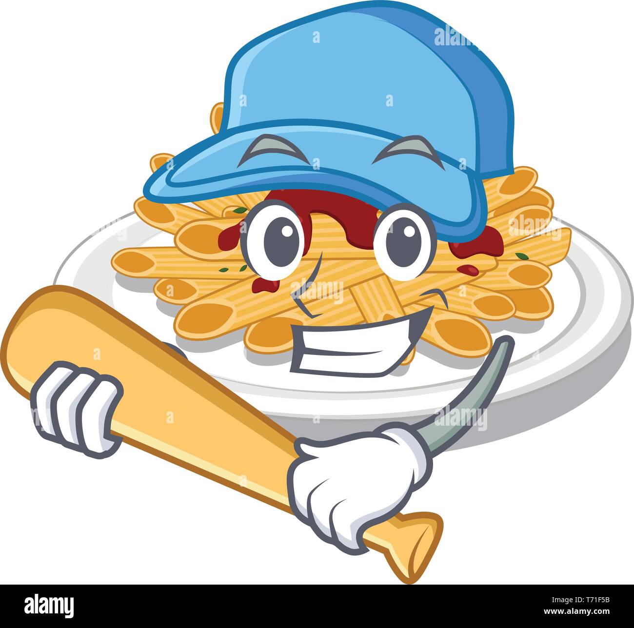 Playing baseball pasta is served on cartoon plates Stock Vector Image ...