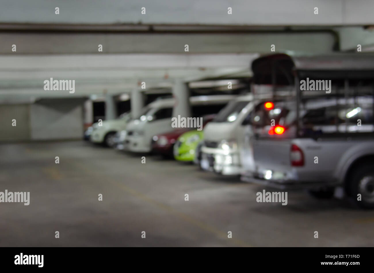 Abstract background blurred car in parking Stock Photo