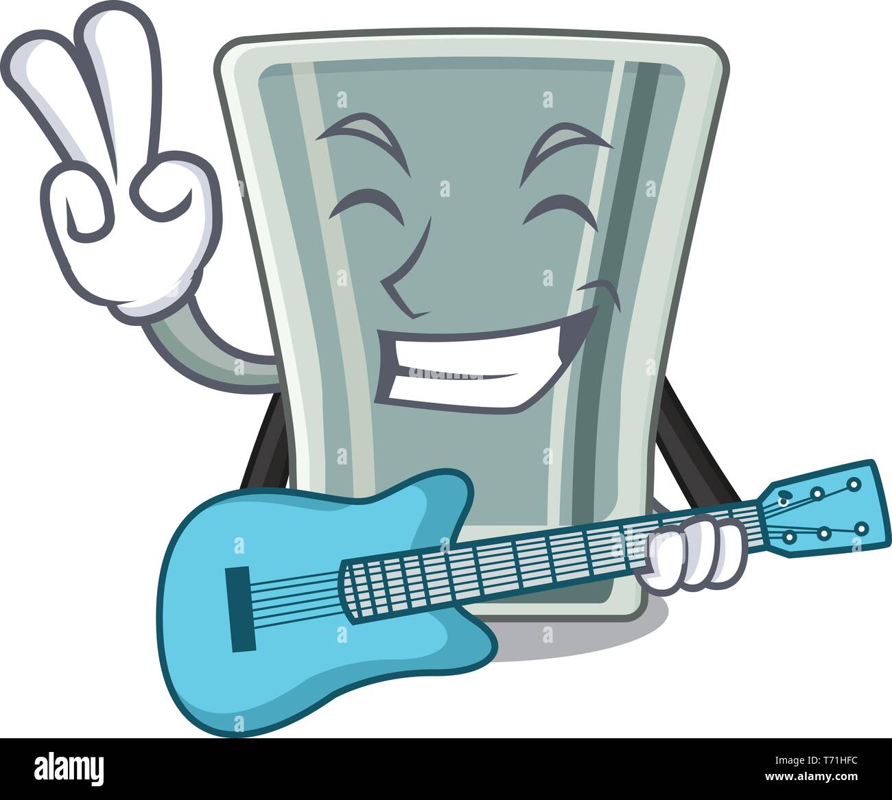 With guitar shot glass character in the fridge Stock Vector