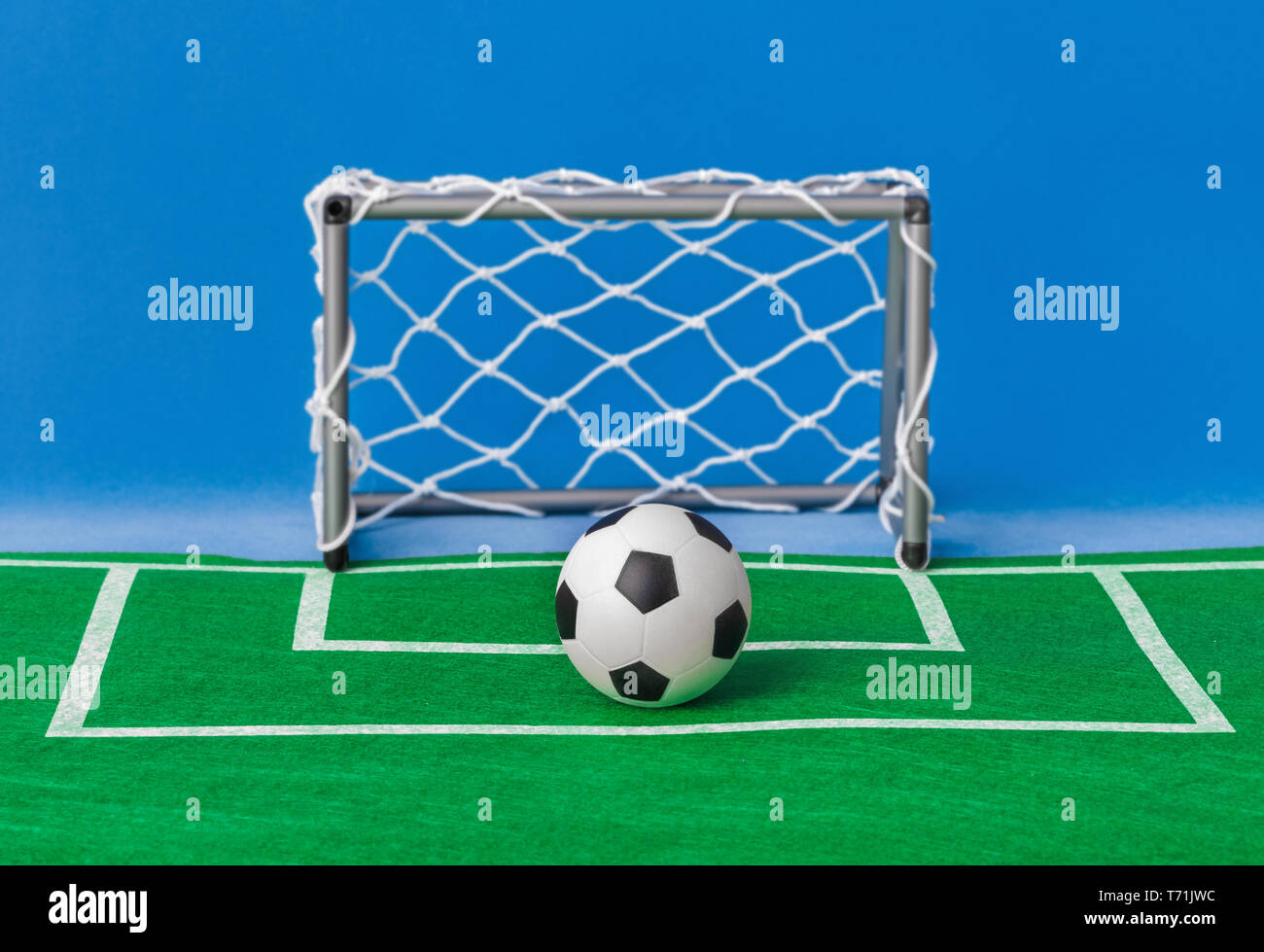 Toy football field and gate Stock Photo Alamy