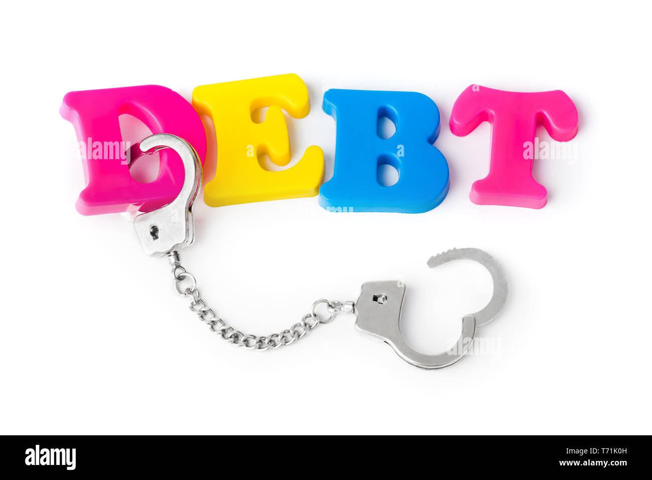 Debt and handcuffs Stock Photo