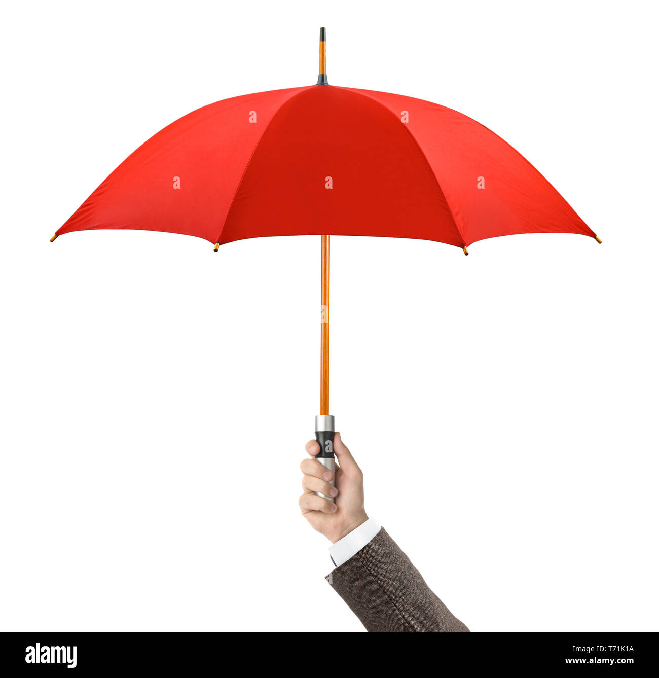 Hand with umbrella Stock Photo