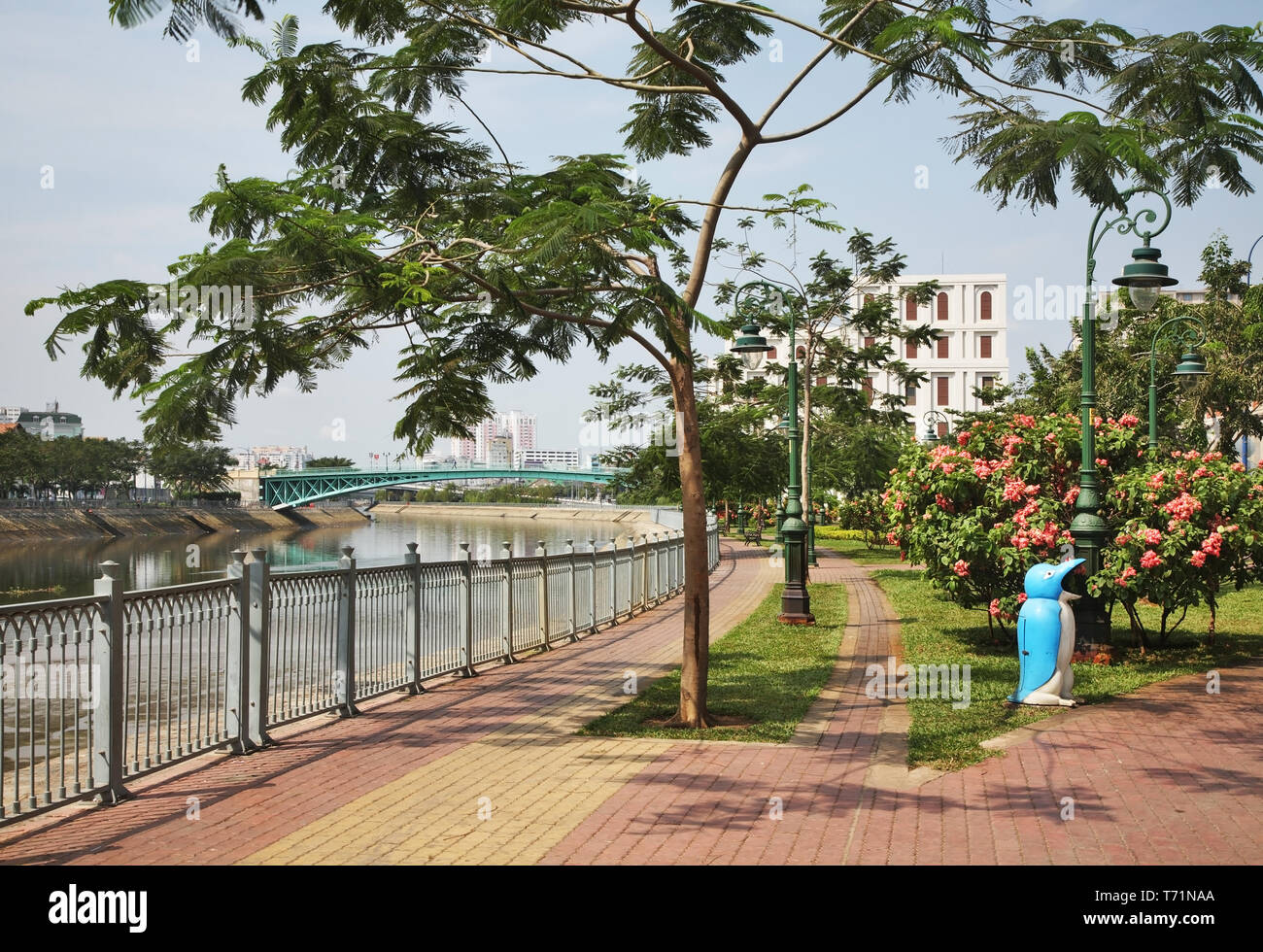 Embankment of Ben Nghe river in Ho Chi Minh. Vietnam Stock Photo