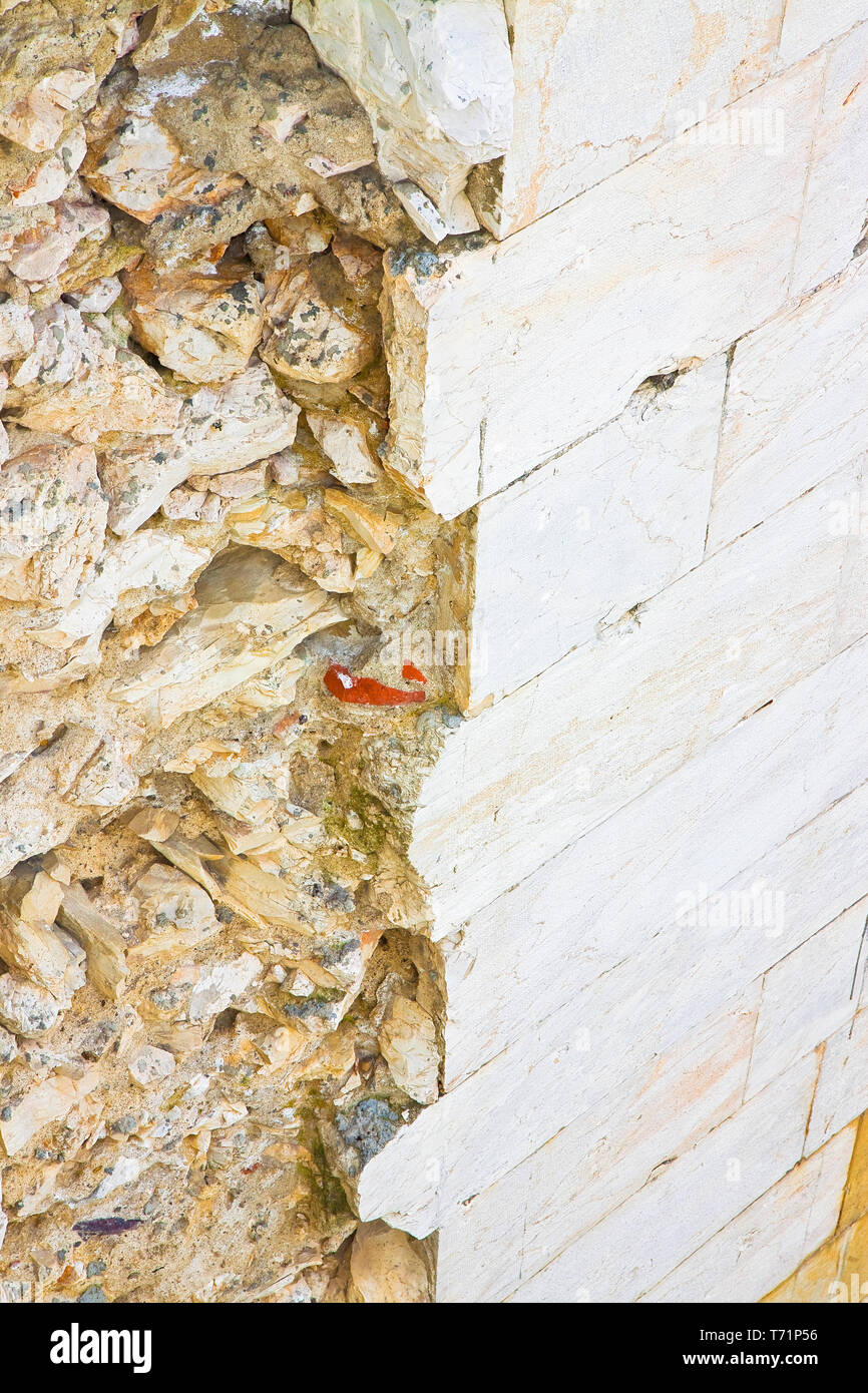Detached stone slab due to infiltration of water Stock Photo
