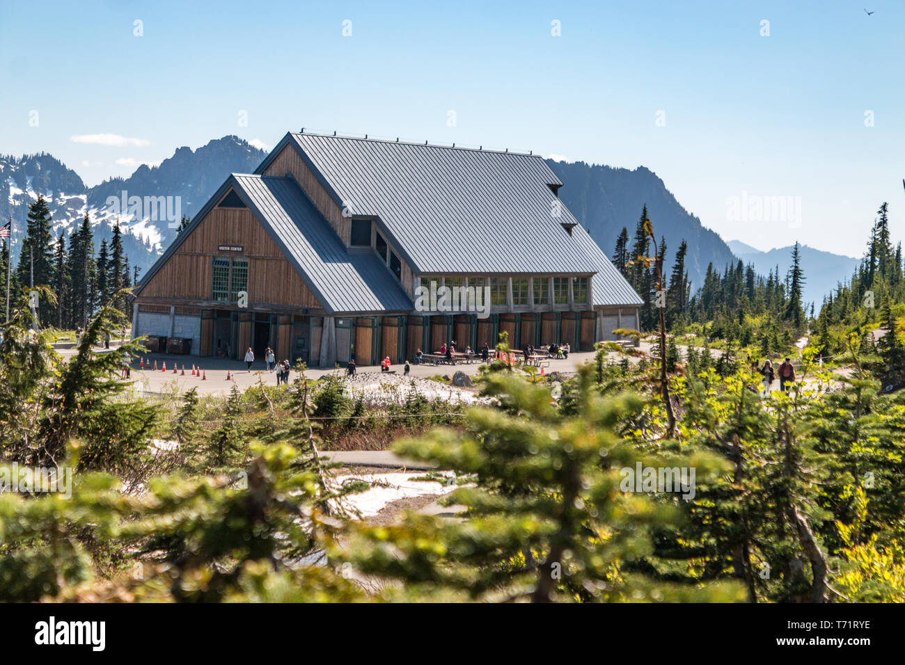 The visitor center in Paradise on Mt Rainier in Washington state on a