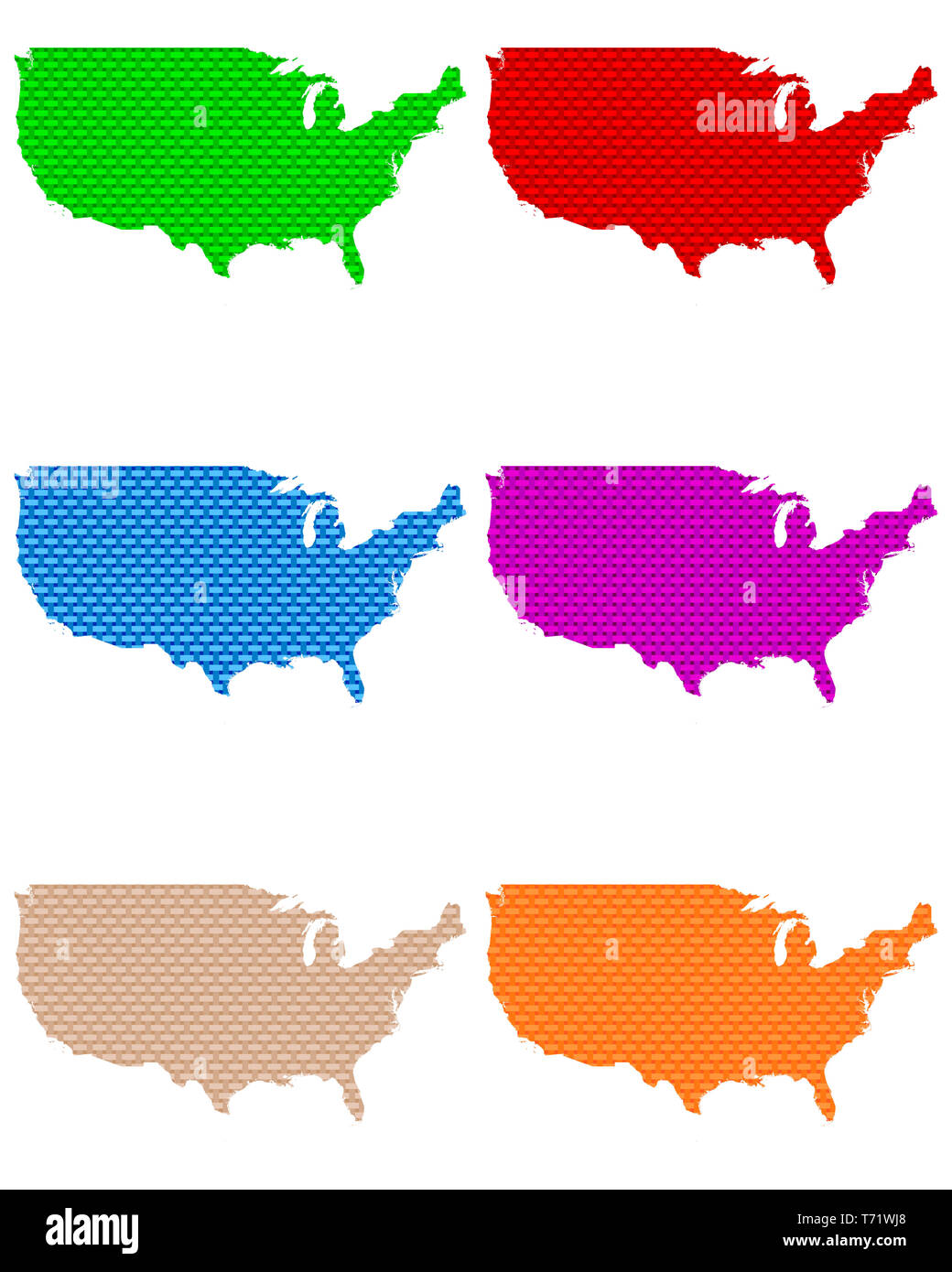Maps of the USA coarse meshed Stock Photo - Alamy