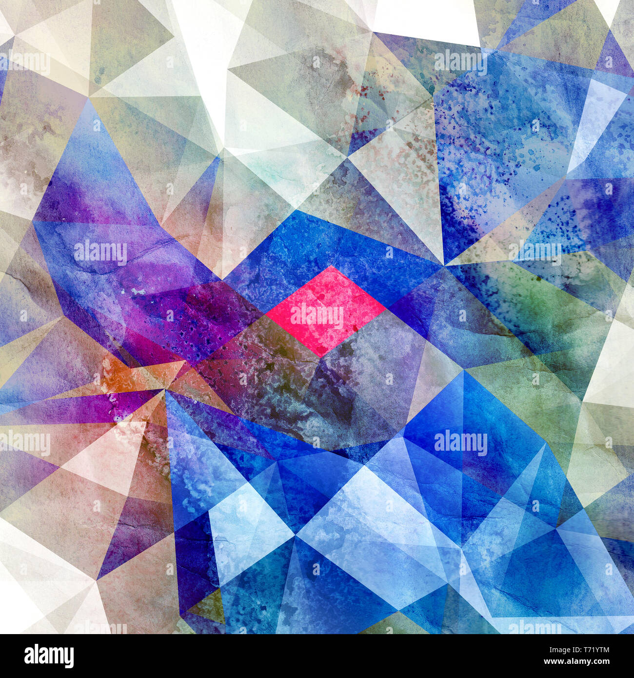 Abstract watercolor background with geometric color objects and ...