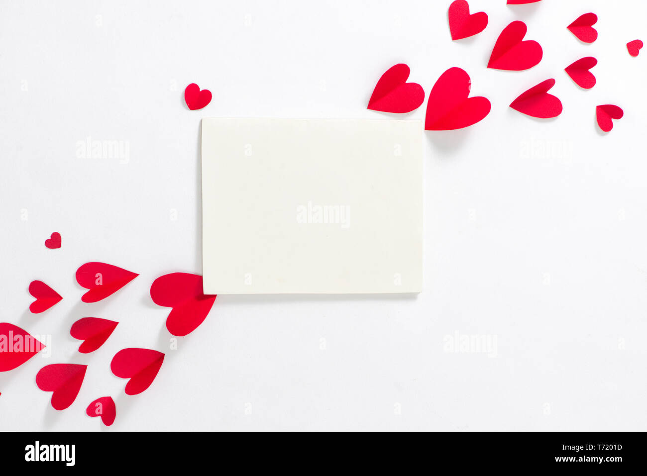 Love background. Greeting card with red paper hearts Stock Photo - Alamy