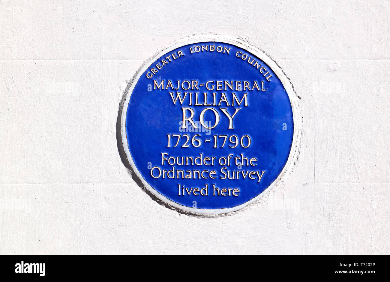 London, England, UK. Commemorative Blue Plaque: Major-General William Roy (1726-1790) founder of the Ordnance Survey lived here. 10 Argyll Street, Wes Stock Photo