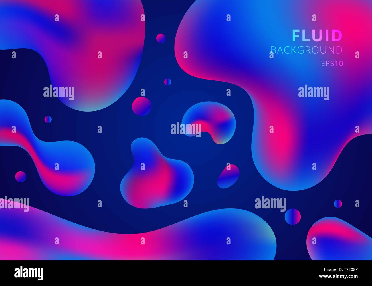 Trendy fluid shapes composition colorful blue and pink gradient ...