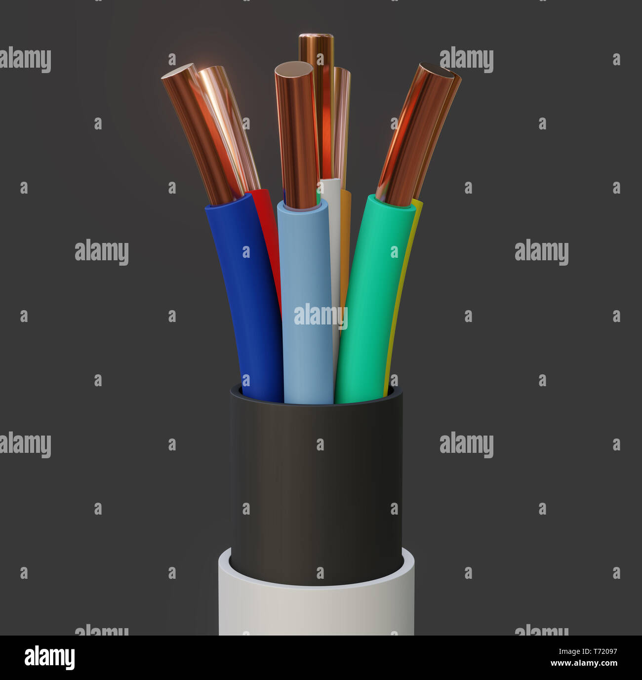 Seven-wire cable, different colors. 3D illustration Stock Photo - Alamy