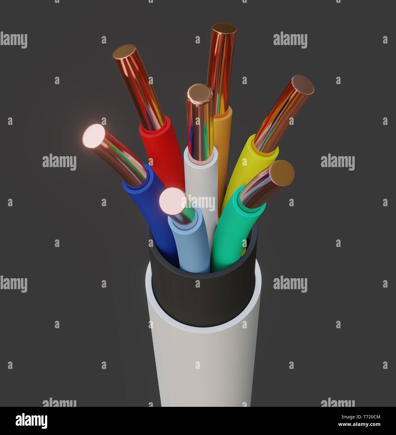 Seven-wire cable, different colors. 3D illustration Stock Photo - Alamy