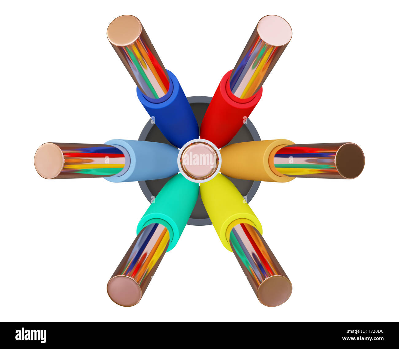 Sevenwire cable, different colors. 3D illustration Stock Photo Alamy