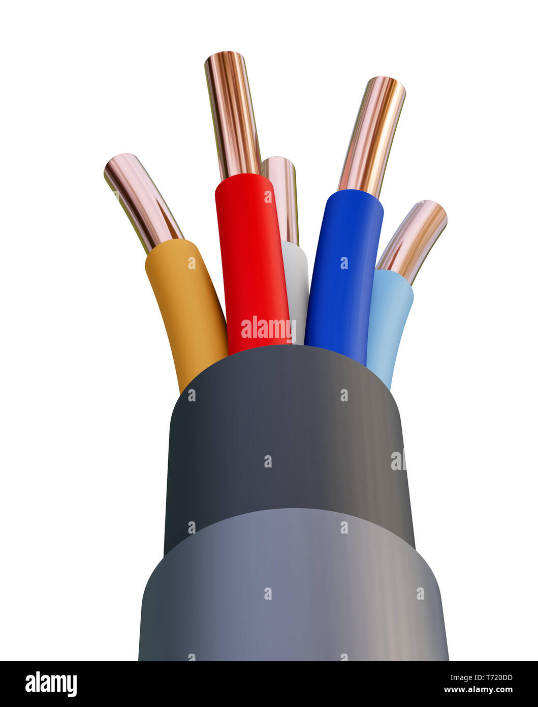 Seven-wire cable, different colors. 3D illustration Stock Photo - Alamy