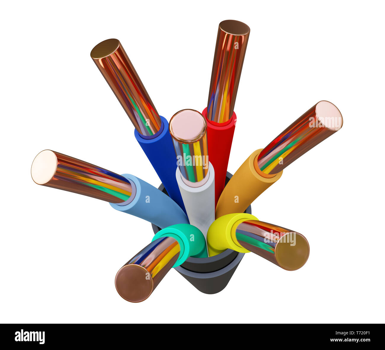 Sevenwire cable, different colors. 3D illustration Stock Photo Alamy