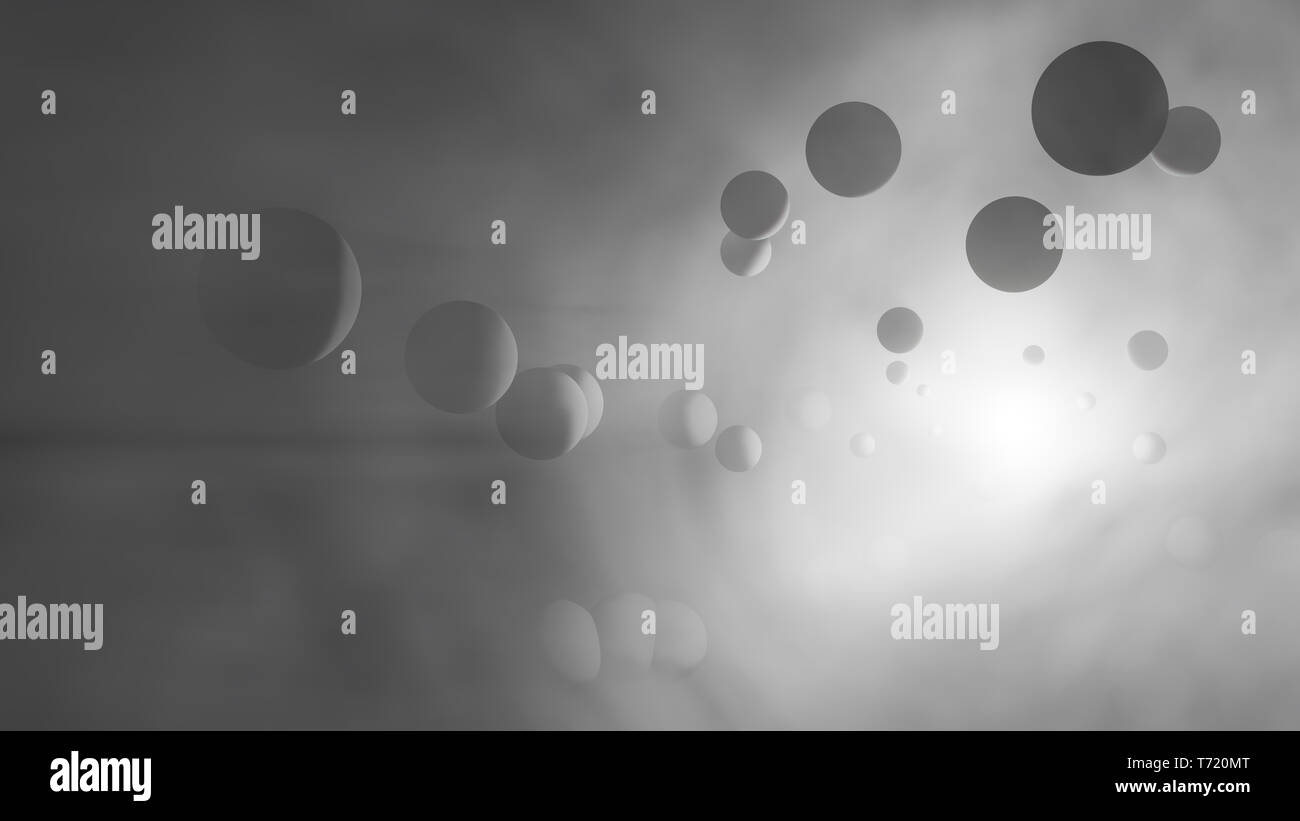 Planets and the sun in cosmic fog. 3D illustration Stock Photo