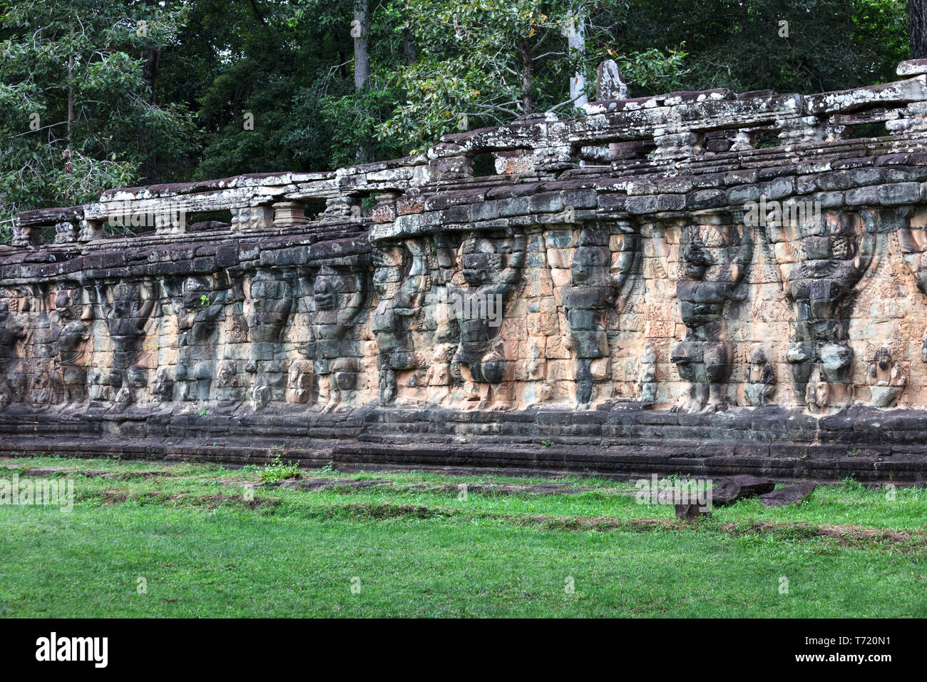 terrace of elephants at Angkor Thom complex, Cambodia Stock Photo