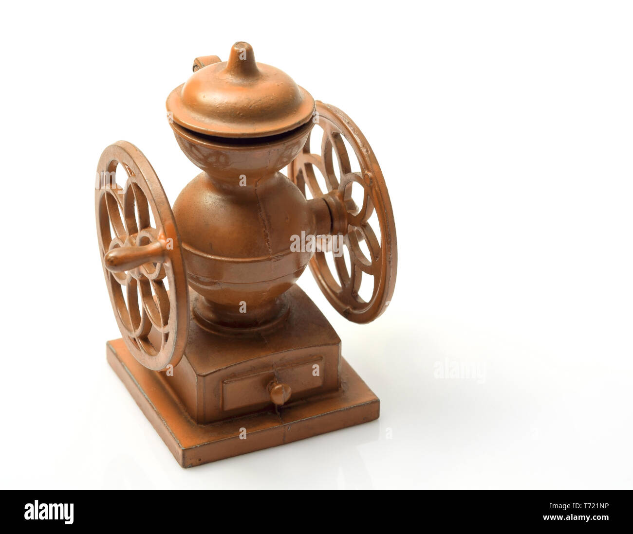 Vintage toy, coffee grinder on white background Stock Photo Alamy