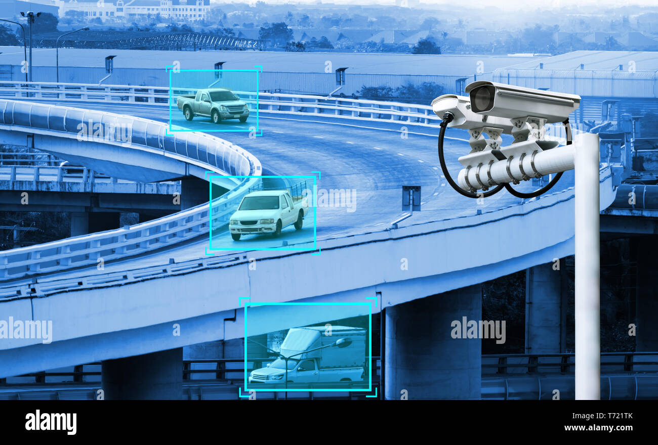Machine learning analytics identify vehicles technology , Artificial intelligence concept. Software ui analytics and recognition cars vehicles in city Stock Photo