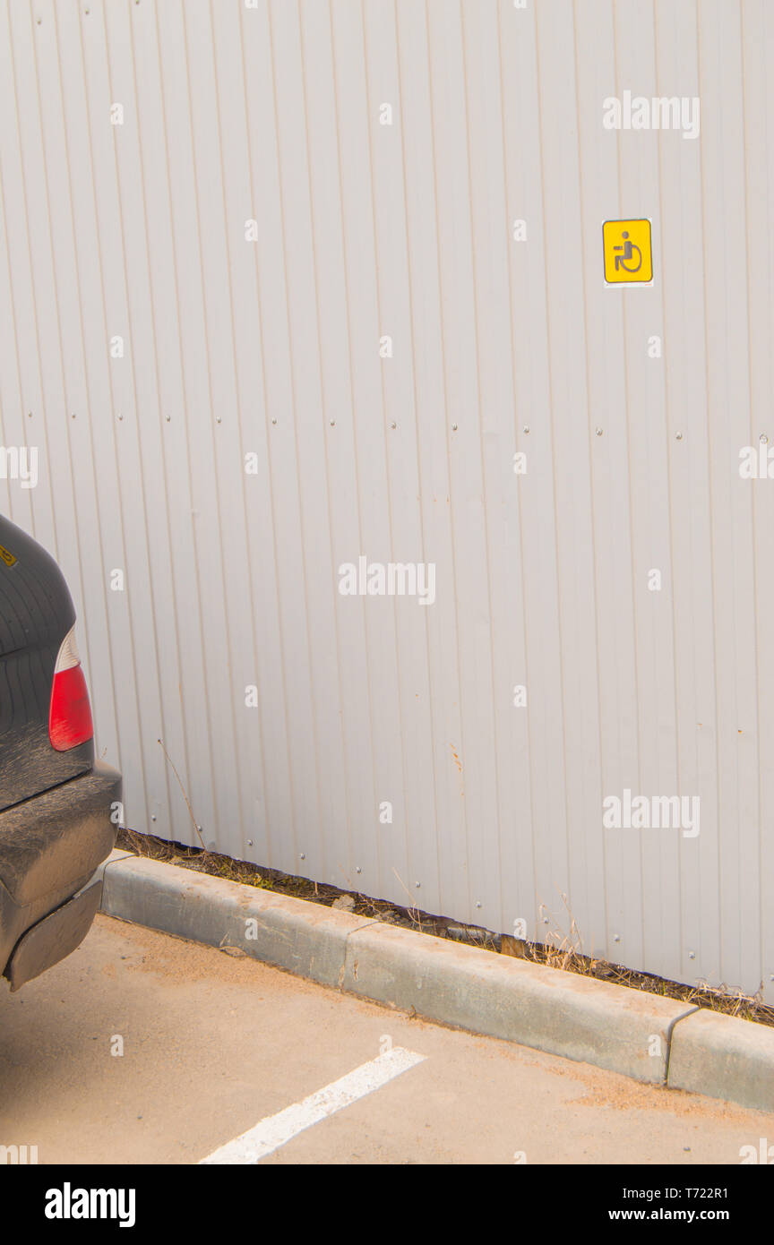 Reserved Parking sign for disabled small size on metal fence ...