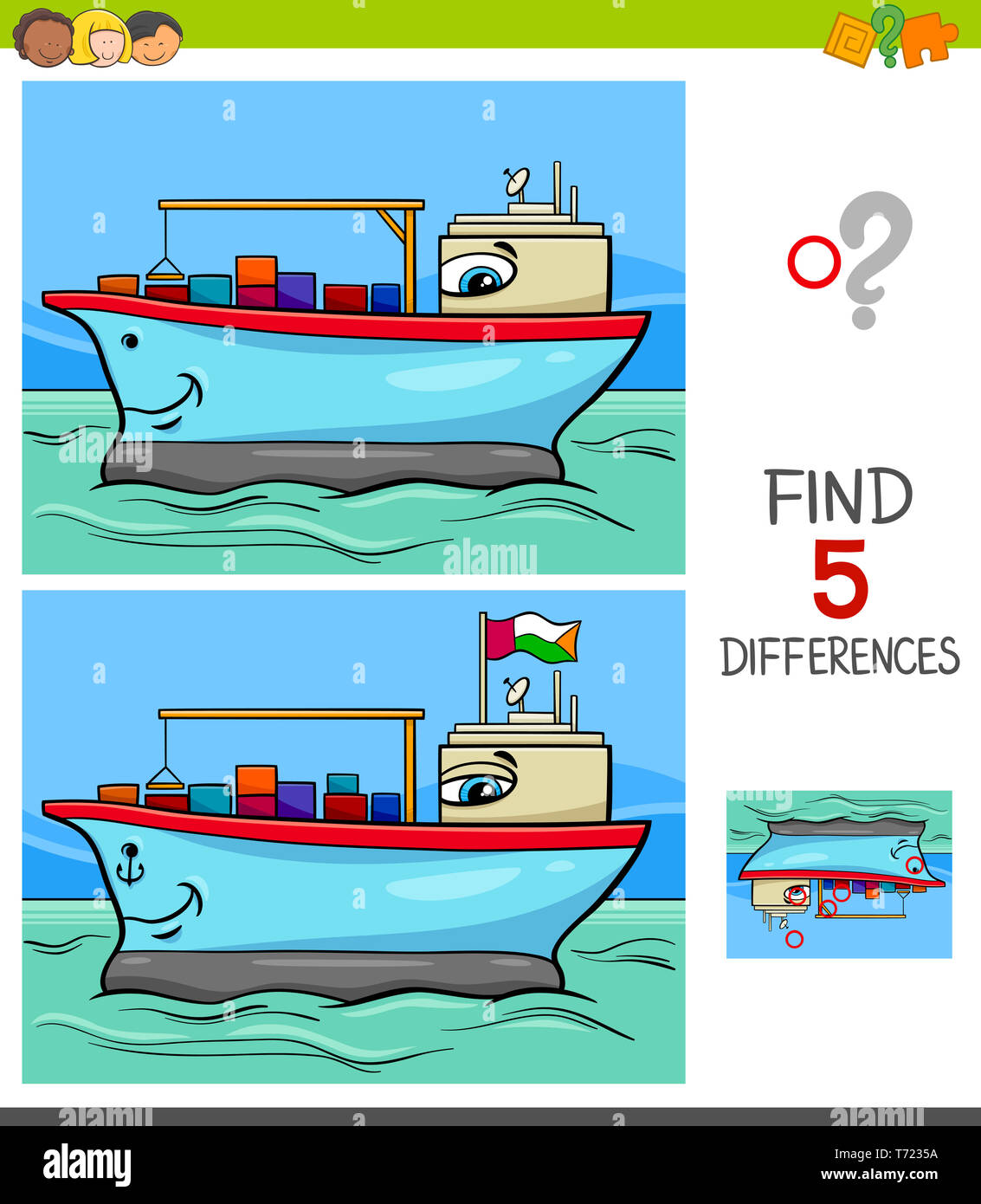 Cartoon illustration funny container ship hi-res stock photography and ...