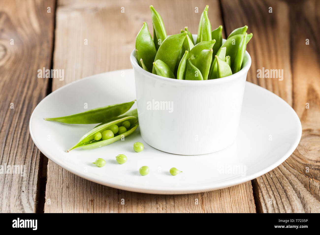 Green peas in a pods Stock Photo