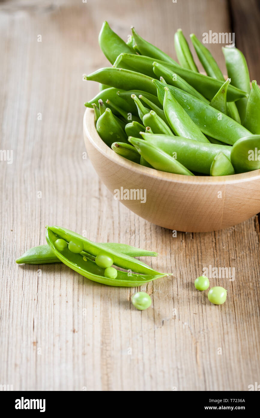 Green peas in a pods Stock Photo
