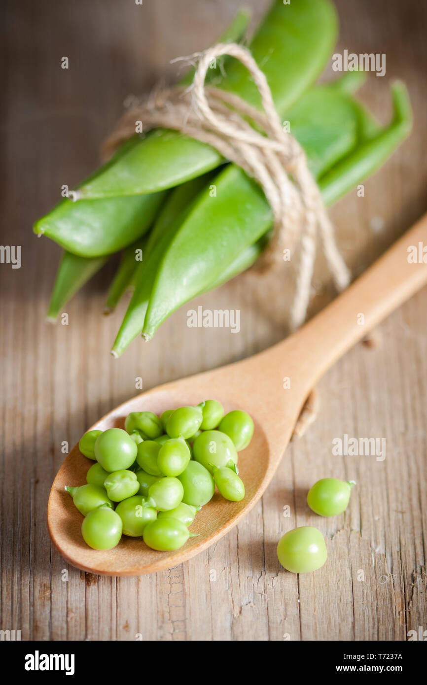 Green peas in a pods Stock Photo