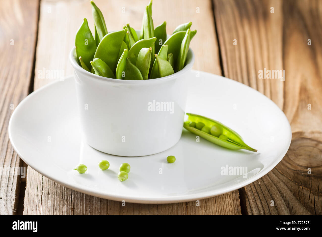 Green peas in a pods Stock Photo