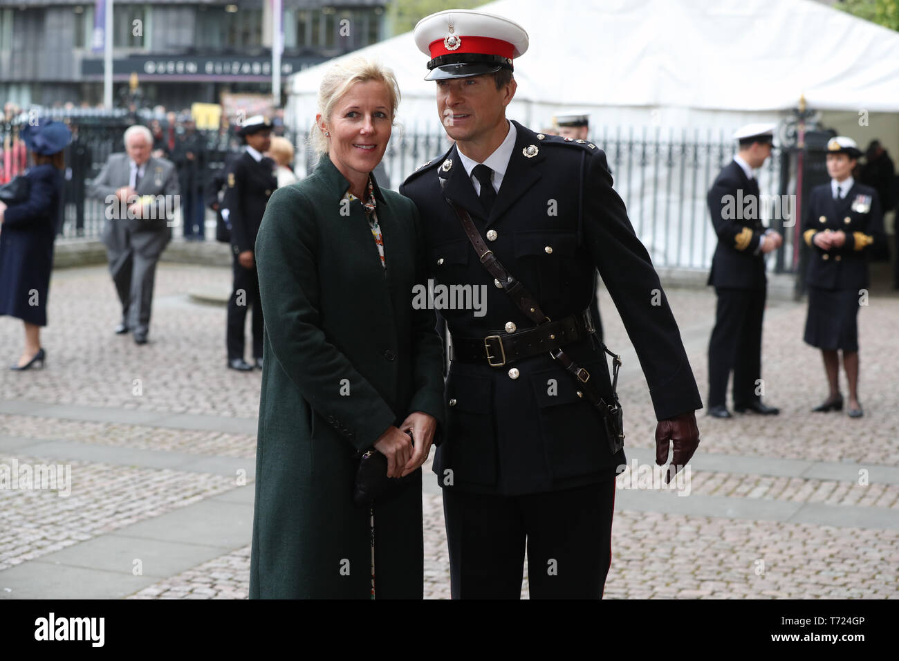 Bear Grylls arrives to attend a service at Westminster Abbey to recognise fifty years of continuous deterrent at sea. The Duke of Cambridge is also attending in his capacity as Commodore-in-Chief of the Submarine Service. Stock Photo