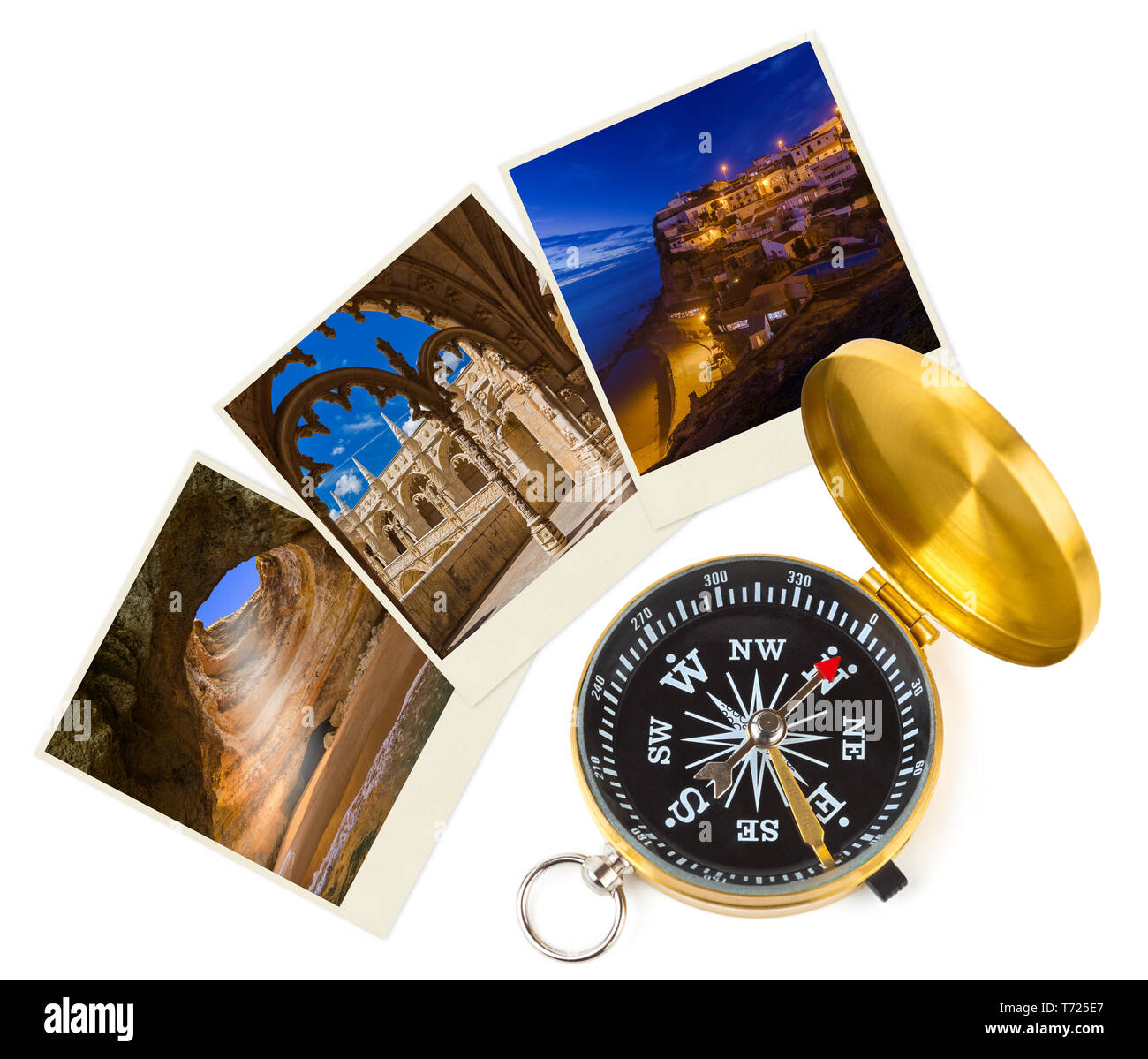 Portugal travel images (my photos) and compass Stock Photo