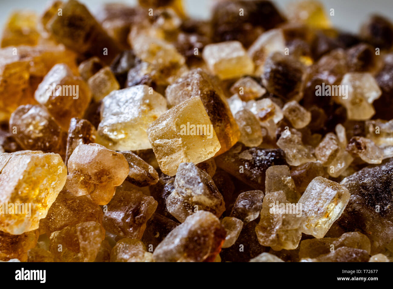 Crystals of brown candy sugar Stock Photo