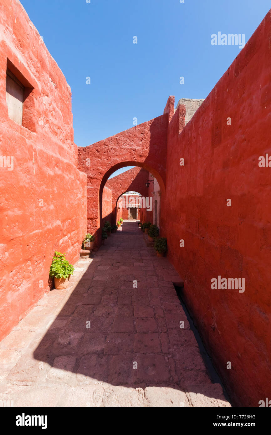 alley with arches Santa Catalina monastery Arequipa Stock Photo