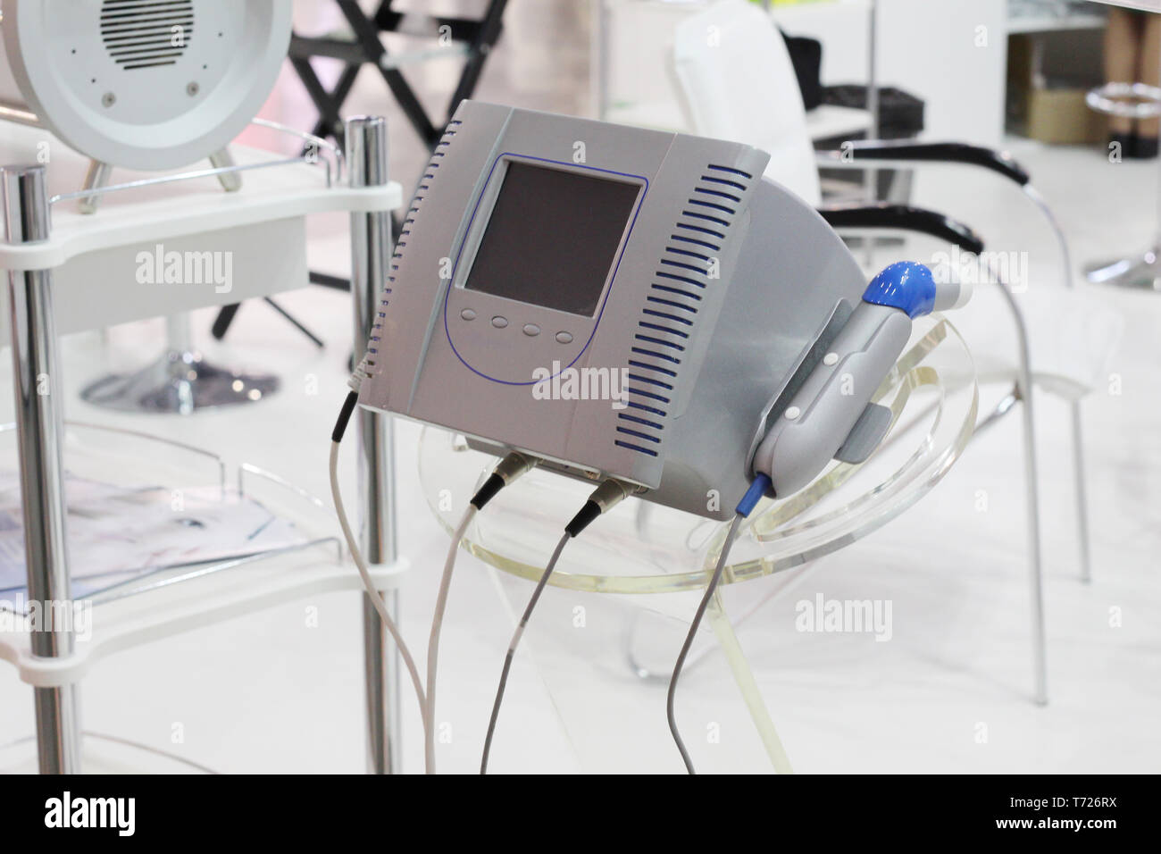 Cosmetic equipment for beauty salons. Apparatus for needleless mesotherapy. Ultrasonic cavitation and radio frequency lifting apparatus. Stock Photo