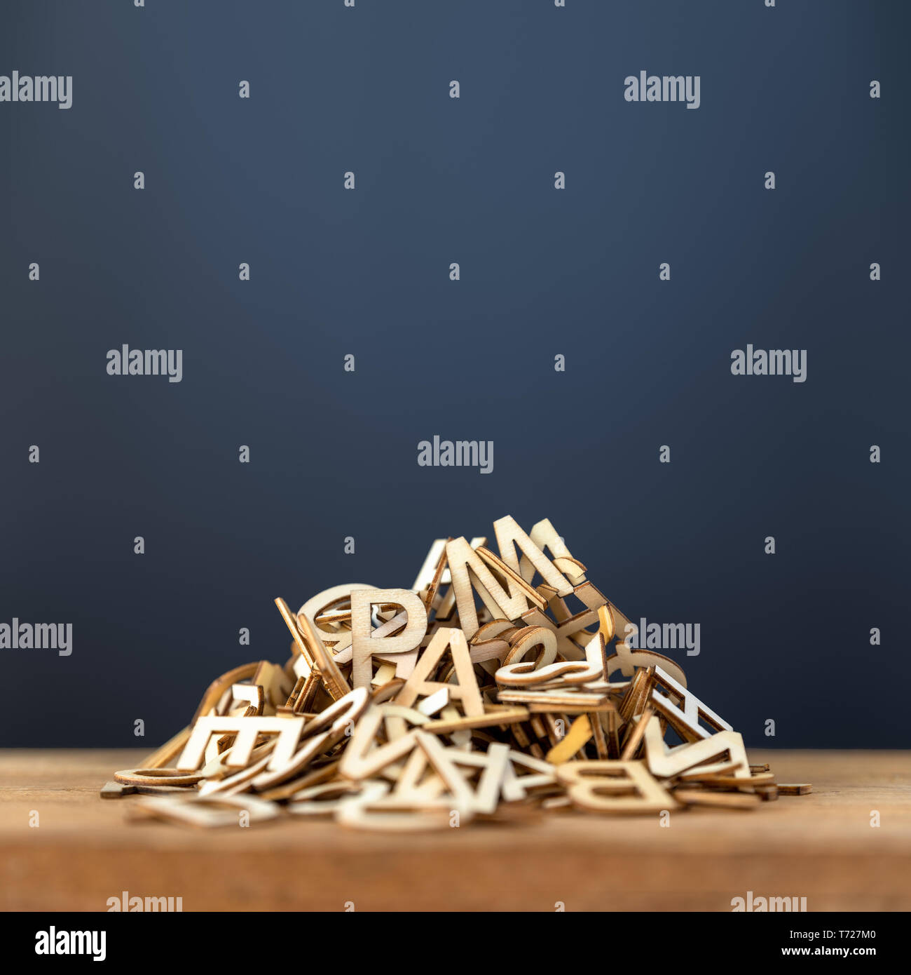 pile of wooden letters background Stock Photo