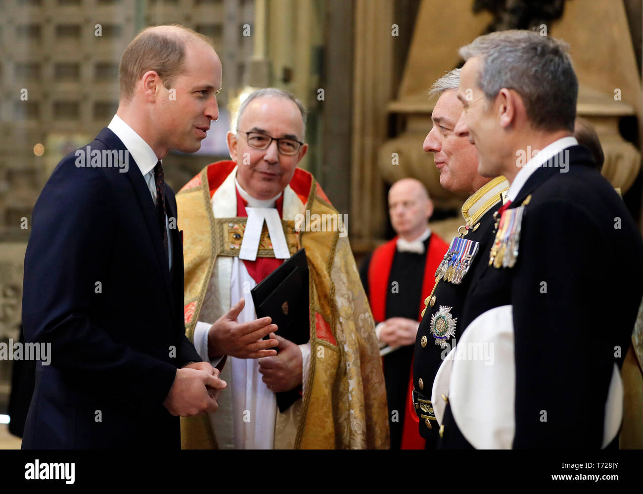 The Duke of Cambridge arrives to attend a service at Westminster Abbey to recognise fifty years of continuous deterrent at sea in his capacity as Commodore-in-Chief of the Submarine Service. Stock Photo