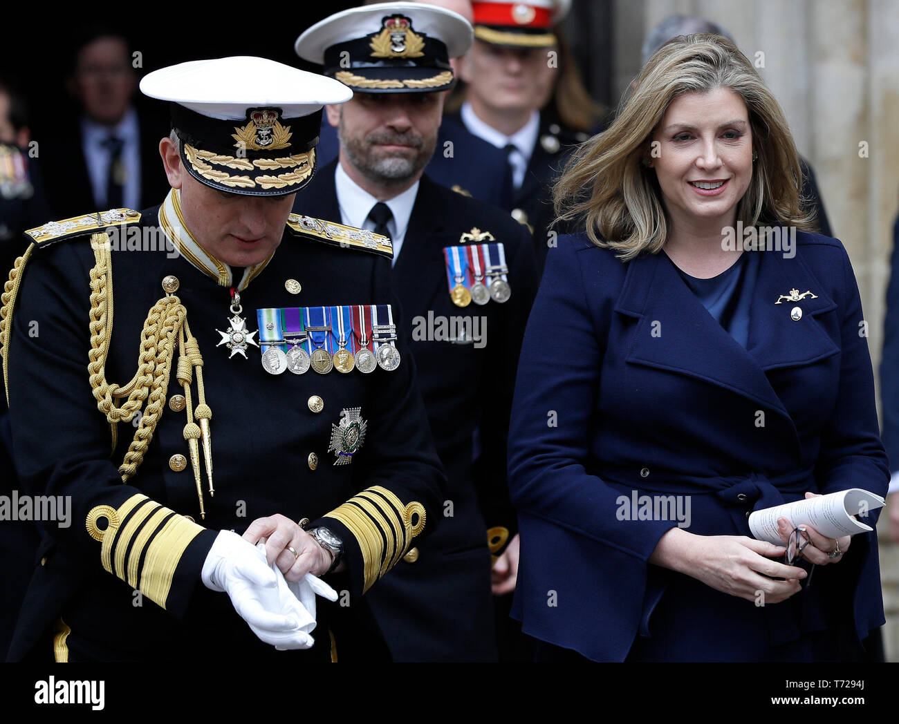 First Sea Lord Admiral Sir Philip Jones (left) and Defence Secretary Penny  Mordaunt leave a service at Wesminster Abbey, London, recognising fifty  years of continuous deterrent at sea Stock Photo - Alamy