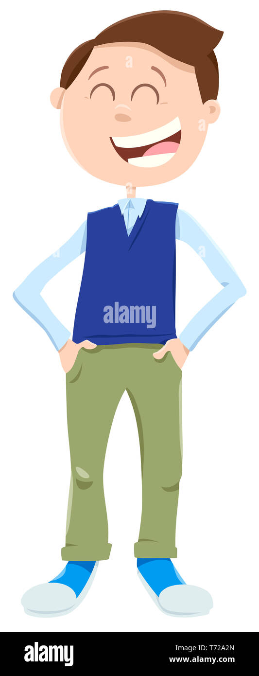 happy kid or teenager boy cartoon character Stock Photo - Alamy