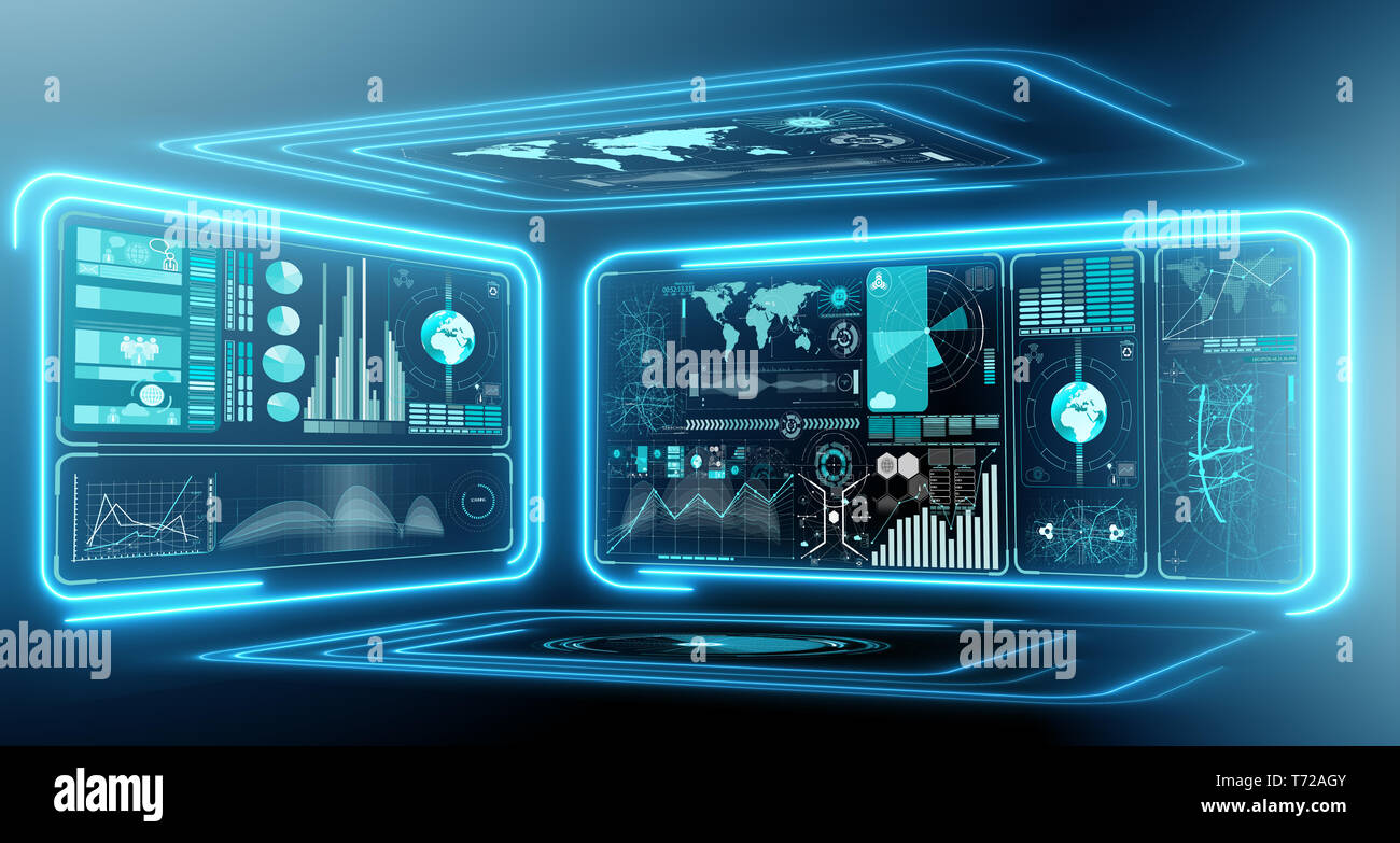 Abstract data room with futuristic design - 3d rendering Stock Photo ...