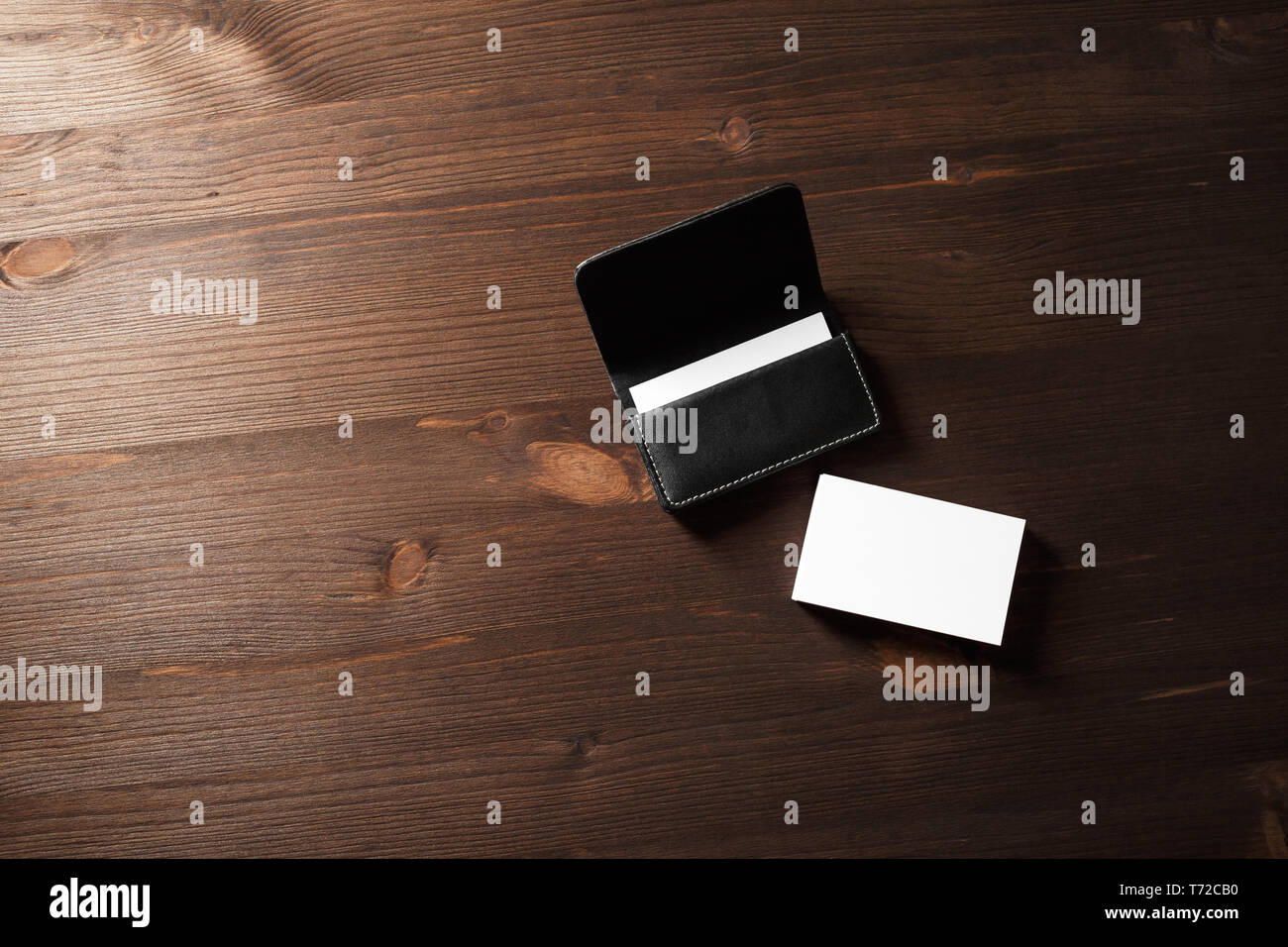 Business cards and holder Stock Photo