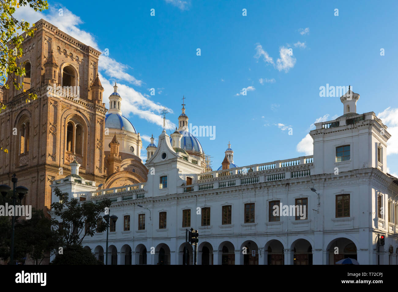 cathedral of Cuenca and historic builiding at sunset Stock Photo