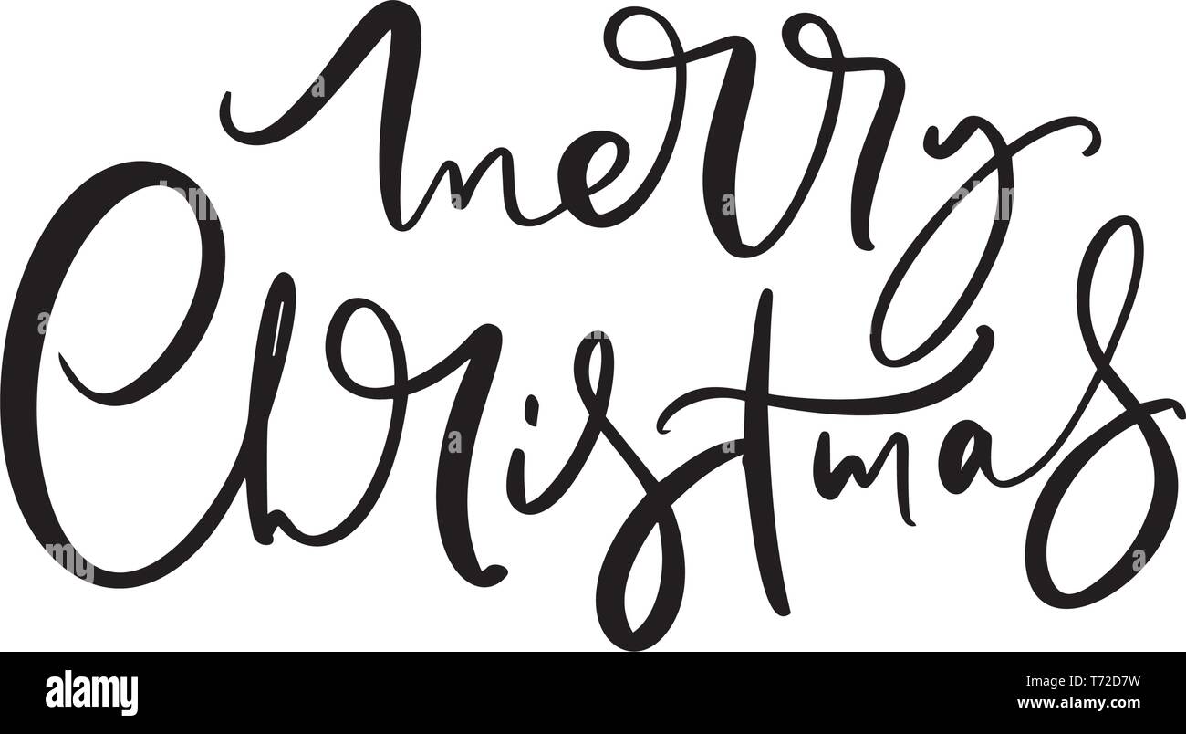 Merry Christmas Black Handwritten Lettering Text Inscription