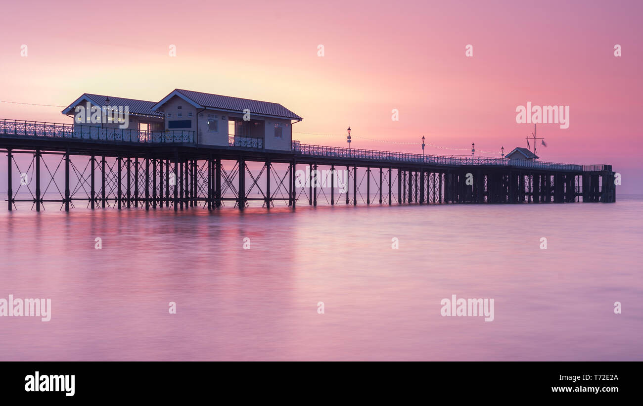 Penarth Pier, on the south Wales coast, near Cardiff, at sunrise. The